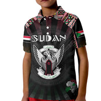 Personalized Sudan Roots Kid Polo Shirt African Map in Fingerprint and Tribal Colors
