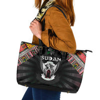 Sudan Roots Leather Tote Bag African Map in Fingerprint and Tribal Colors