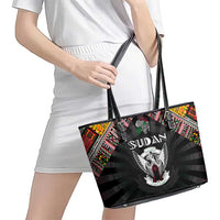 Sudan Roots Leather Tote Bag African Map in Fingerprint and Tribal Colors