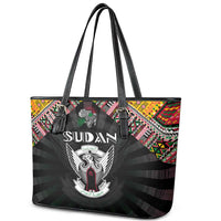 Sudan Roots Leather Tote Bag African Map in Fingerprint and Tribal Colors