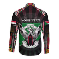 Personalized Sudan Roots Long Sleeve Button Shirt African Map in Fingerprint and Tribal Colors