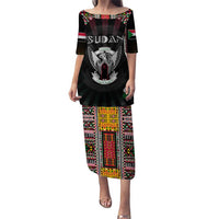 Personalized Sudan Roots Puletasi African Map in Fingerprint and Tribal Colors