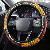 Sudan Roots Steering Wheel Cover African Map in Fingerprint and Tribal Colors