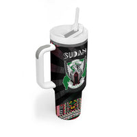 Sudan Roots Tumbler With Handle African Map in Fingerprint and Tribal Colors