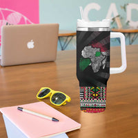 Sudan Roots Tumbler With Handle African Map in Fingerprint and Tribal Colors