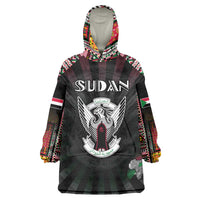 Personalized Sudan Roots Wearable Blanket Hoodie African Map in Fingerprint and Tribal Colors