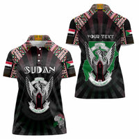 Personalized Sudan Roots Women Polo Shirt African Map in Fingerprint and Tribal Colors