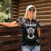 Personalized Sudan Roots Women Polo Shirt African Map in Fingerprint and Tribal Colors