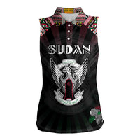 Personalized Sudan Roots Women Sleeveless Polo Shirt African Map in Fingerprint and Tribal Colors