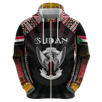 Personalized Sudan Roots Zip Hoodie African Map in Fingerprint and Tribal Colors