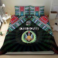 Djibouti Roots Bedding Set African Map in Fingerprint and Tribal Colors