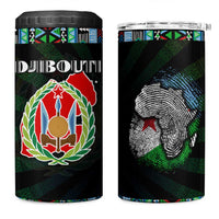 Djibouti Roots 4 in 1 Can Cooler Tumbler African Map in Fingerprint and Tribal Colors