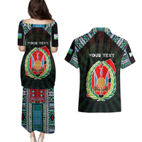 Personalized Djibouti Roots Couples Matching Puletasi and Hawaiian Shirt African Map in Fingerprint and Tribal Colors