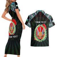 Personalized Djibouti Roots Couples Matching Short Sleeve Bodycon Dress and Hawaiian Shirt African Map in Fingerprint and Tribal Colors