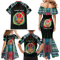 Personalized Djibouti Roots Family Matching Mermaid Dress and Hawaiian Shirt African Map in Fingerprint and Tribal Colors