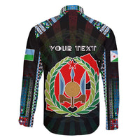 Personalized Djibouti Roots Family Matching Short Sleeve Bodycon Dress and Hawaiian Shirt African Map in Fingerprint and Tribal Colors