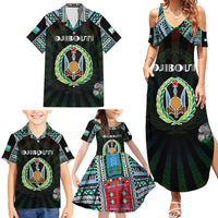 Personalized Djibouti Roots Family Matching Summer Maxi Dress and Hawaiian Shirt African Map in Fingerprint and Tribal Colors