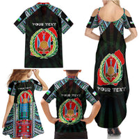 Personalized Djibouti Roots Family Matching Summer Maxi Dress and Hawaiian Shirt African Map in Fingerprint and Tribal Colors