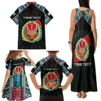 Personalized Djibouti Roots Family Matching Tank Maxi Dress and Hawaiian Shirt African Map in Fingerprint and Tribal Colors