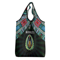 Djibouti Roots Grocery Bag African Map in Fingerprint and Tribal Colors