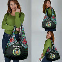 Djibouti Roots Grocery Bag African Map in Fingerprint and Tribal Colors