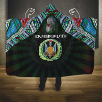 Djibouti Roots Hooded Blanket African Map in Fingerprint and Tribal Colors