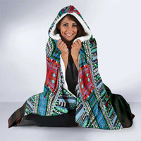 Djibouti Roots Hooded Blanket African Map in Fingerprint and Tribal Colors