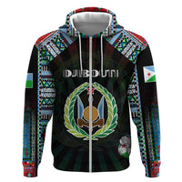 Personalized Djibouti Roots Hoodie African Map in Fingerprint and Tribal Colors