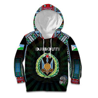 Personalized Djibouti Roots Kid Hoodie African Map in Fingerprint and Tribal Colors