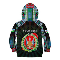 Personalized Djibouti Roots Kid Hoodie African Map in Fingerprint and Tribal Colors