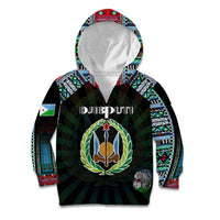 Personalized Djibouti Roots Kid Hoodie African Map in Fingerprint and Tribal Colors