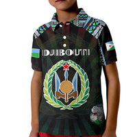 Personalized Djibouti Roots Kid Polo Shirt African Map in Fingerprint and Tribal Colors