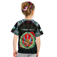 Personalized Djibouti Roots Kid T Shirt African Map in Fingerprint and Tribal Colors