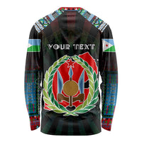 Personalized Djibouti Roots Long Sleeve Shirt African Map in Fingerprint and Tribal Colors