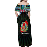 Personalized Djibouti Roots Off Shoulder Maxi Dress African Map in Fingerprint and Tribal Colors