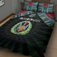Djibouti Roots Quilt Bed Set African Map in Fingerprint and Tribal Colors