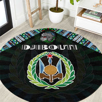 Djibouti Roots Round Carpet African Map in Fingerprint and Tribal Colors