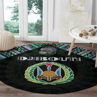Djibouti Roots Round Carpet African Map in Fingerprint and Tribal Colors