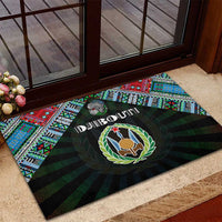 Djibouti Roots Rubber Doormat African Map in Fingerprint and Tribal Colors