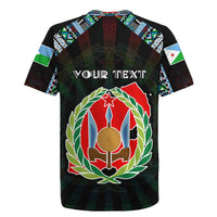 Personalized Djibouti Roots Rugby Jersey African Map in Fingerprint and Tribal Colors