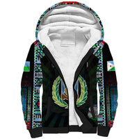 Personalized Djibouti Roots Sherpa Hoodie African Map in Fingerprint and Tribal Colors