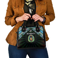 Djibouti Roots Shoulder Handbag African Map in Fingerprint and Tribal Colors