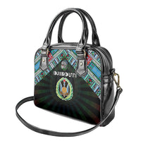 Djibouti Roots Shoulder Handbag African Map in Fingerprint and Tribal Colors