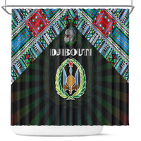 Djibouti Roots Shower Curtain African Map in Fingerprint and Tribal Colors