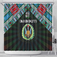 Djibouti Roots Shower Curtain African Map in Fingerprint and Tribal Colors