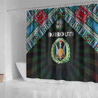 Djibouti Roots Shower Curtain African Map in Fingerprint and Tribal Colors