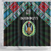 Djibouti Roots Shower Curtain African Map in Fingerprint and Tribal Colors