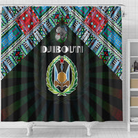 Djibouti Roots Shower Curtain African Map in Fingerprint and Tribal Colors