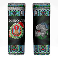 Djibouti Roots Skinny Tumbler African Map in Fingerprint and Tribal Colors