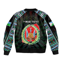 Personalized Djibouti Roots Sleeve Zip Bomber Jacket African Map in Fingerprint and Tribal Colors